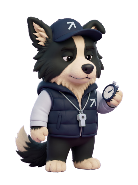 Scout, Vektor's coach, checking a stopwatch